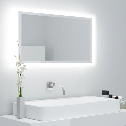 Berkfield LED Bathroom Mirror High Gloss White 80x8.5x37 cm Acrylic