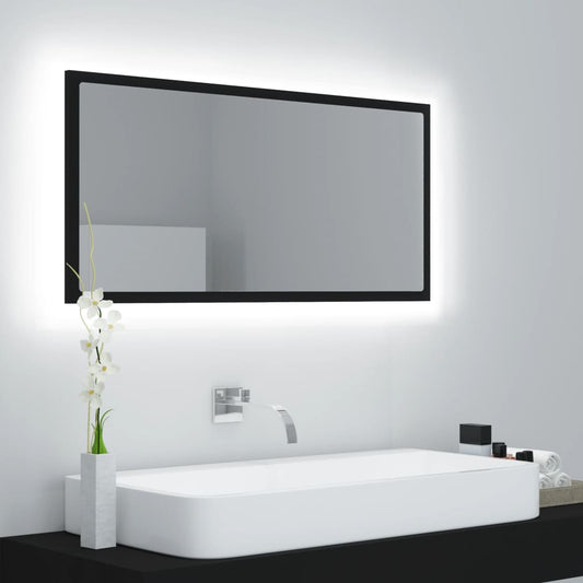 Berkfield LED Bathroom Mirror Black 90x8.5x37 cm Acrylic