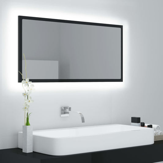 Berkfield LED Bathroom Mirror High Gloss Black 90x8.5x37 cm Acrylic
