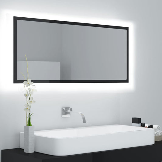 Berkfield LED Bathroom Mirror High Gloss Black 100x8.5x37 cm Acrylic
