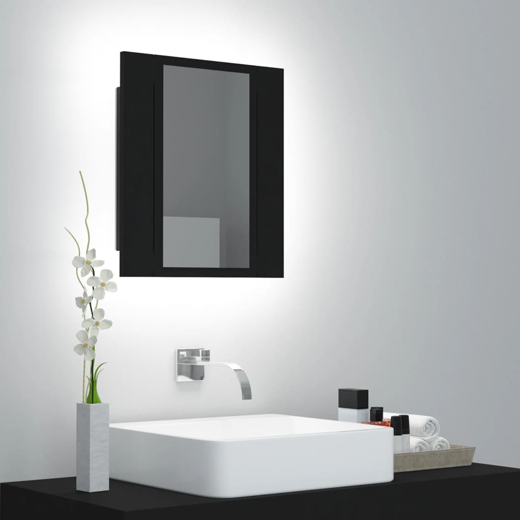 Berkfield LED Bathroom Mirror Cabinet Black 40x12x45 cm Acrylic