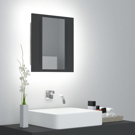 Berkfield LED Bathroom Mirror Cabinet Grey 40x12x45 cm Acrylic