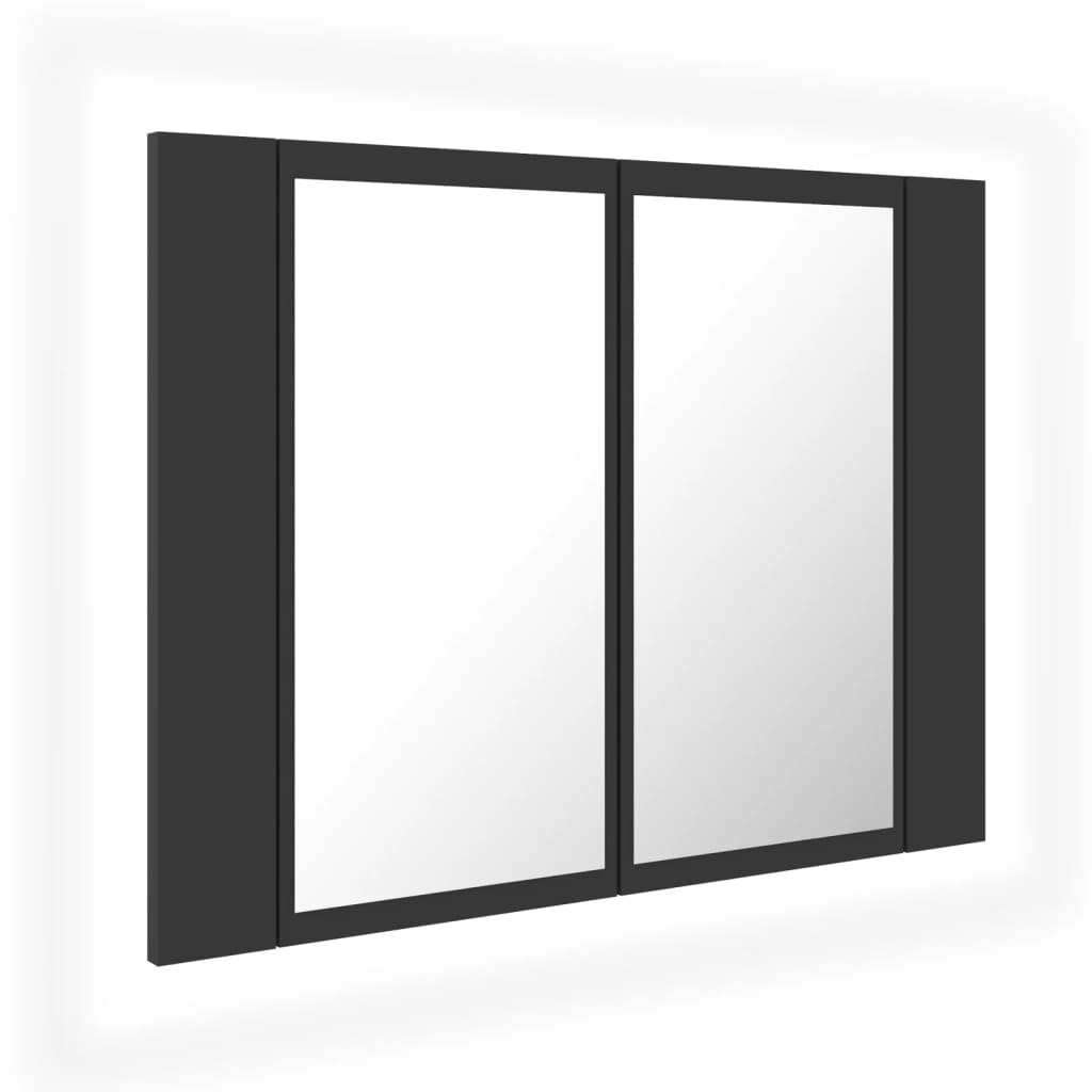 Berkfield LED Bathroom Mirror Cabinet Grey 60x12x45 cm Acrylic