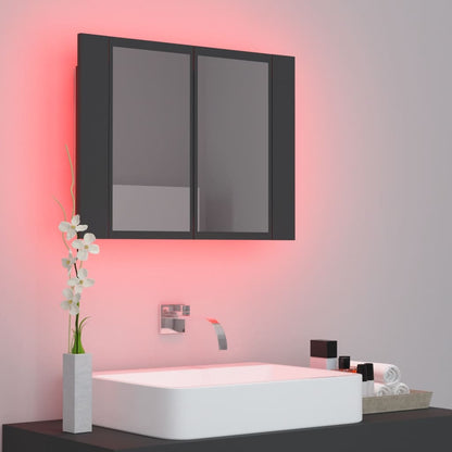 Berkfield LED Bathroom Mirror Cabinet Grey 60x12x45 cm Acrylic