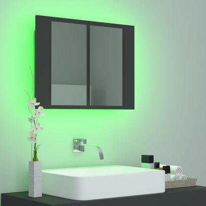 Berkfield LED Bathroom Mirror Cabinet Grey 60x12x45 cm Acrylic