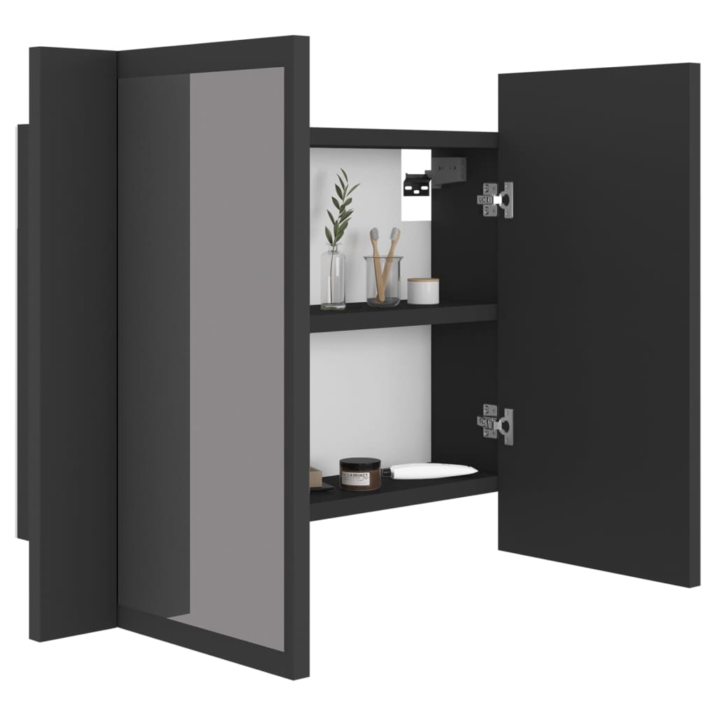 Berkfield LED Bathroom Mirror Cabinet Grey 60x12x45 cm Acrylic