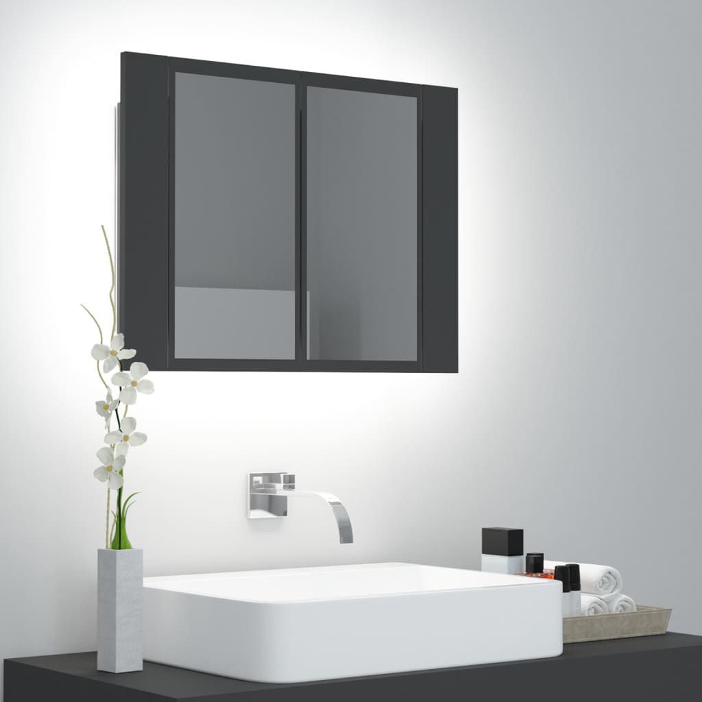 Berkfield LED Bathroom Mirror Cabinet Grey 60x12x45 cm Acrylic