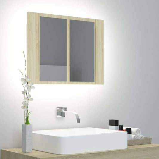 Berkfield LED Bathroom Mirror Cabinet Sonoma Oak 60x12x45 cm Acrylic