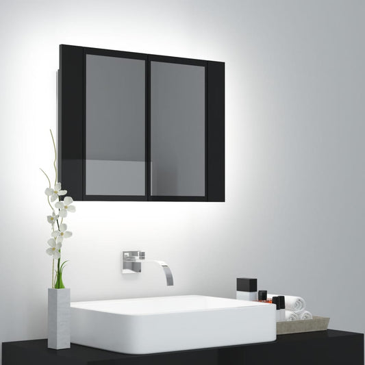 Berkfield LED Bathroom Mirror Cabinet High Gloss Black 60x12x45 cm Acrylic