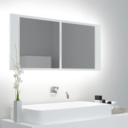 Berkfield LED Bathroom Mirror Cabinet White 100x12x45 cm Acrylic