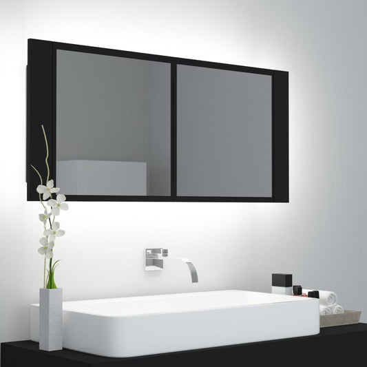 Berkfield LED Bathroom Mirror Cabinet Black 100x12x45 cm Acrylic