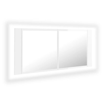 Berkfield LED Bathroom Mirror Cabinet High Gloss White 100x12x45cm Acrylic