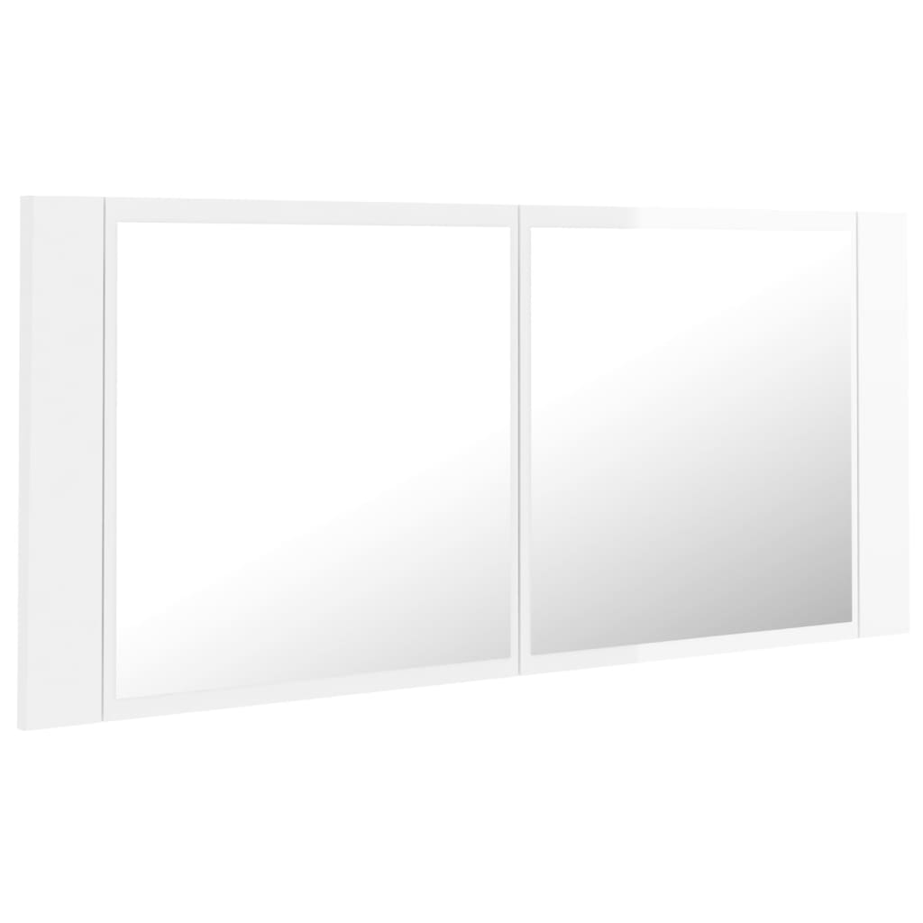 Berkfield LED Bathroom Mirror Cabinet High Gloss White 100x12x45cm Acrylic