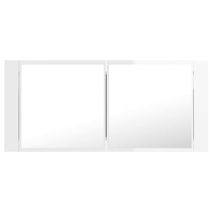 Berkfield LED Bathroom Mirror Cabinet High Gloss White 100x12x45cm Acrylic
