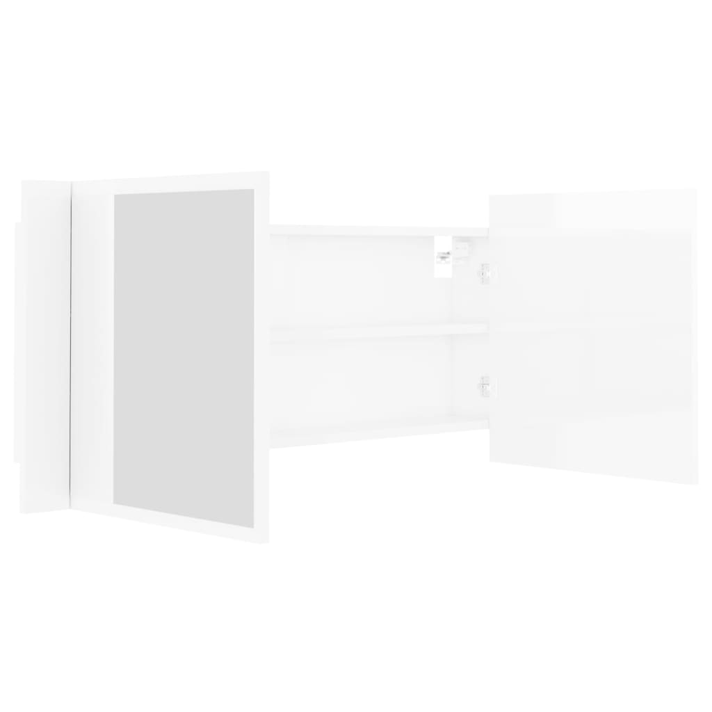 Berkfield LED Bathroom Mirror Cabinet High Gloss White 100x12x45cm Acrylic