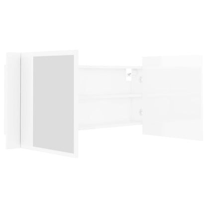 Berkfield LED Bathroom Mirror Cabinet High Gloss White 100x12x45cm Acrylic