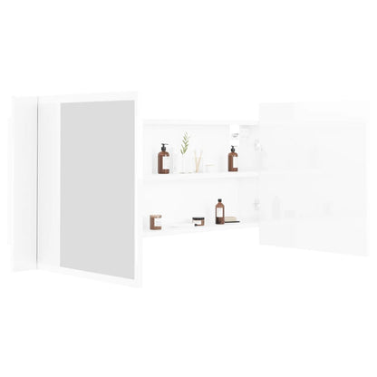 Berkfield LED Bathroom Mirror Cabinet High Gloss White 100x12x45cm Acrylic