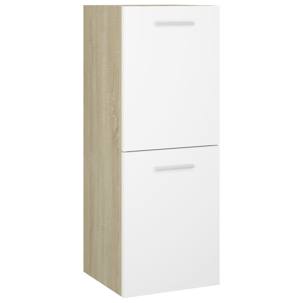 Berkfield Bathroom Cabinet White and Sonoma Oak 30x30x80 cm Engineered Wood