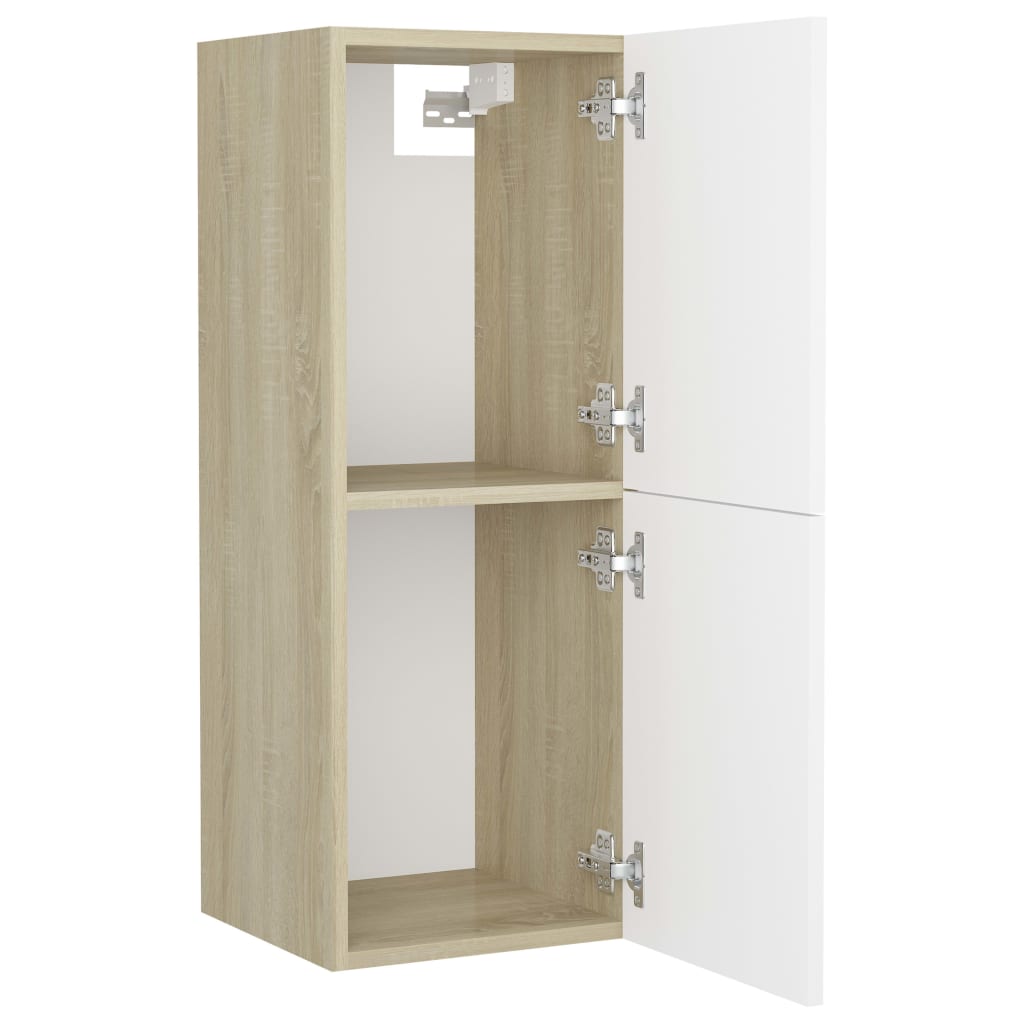 Berkfield Bathroom Cabinet White and Sonoma Oak 30x30x80 cm Engineered Wood