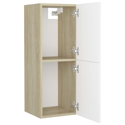 Berkfield Bathroom Cabinet White and Sonoma Oak 30x30x80 cm Engineered Wood