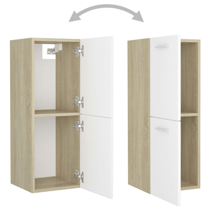 Berkfield Bathroom Cabinet White and Sonoma Oak 30x30x80 cm Engineered Wood