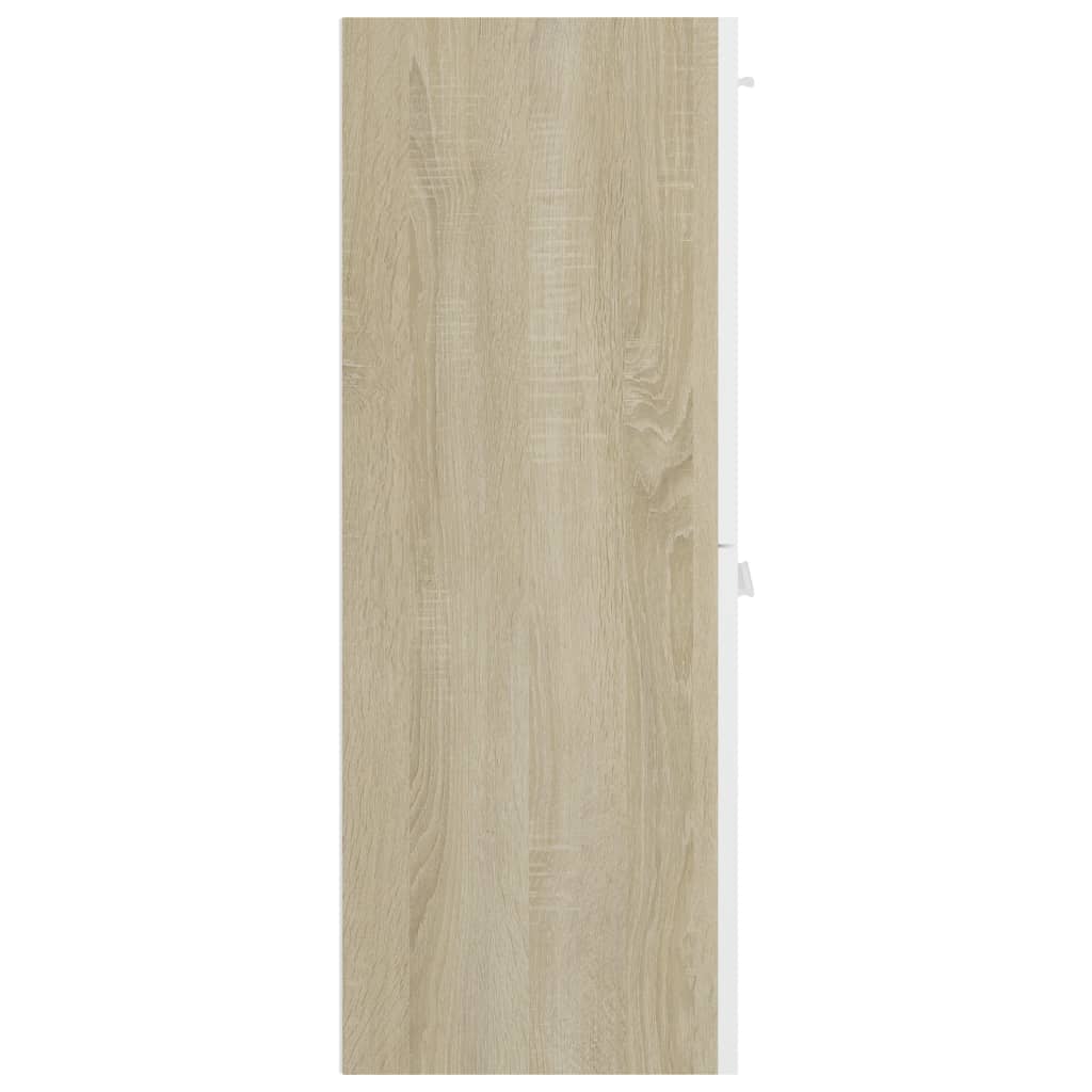 Berkfield Bathroom Cabinet White and Sonoma Oak 30x30x80 cm Engineered Wood