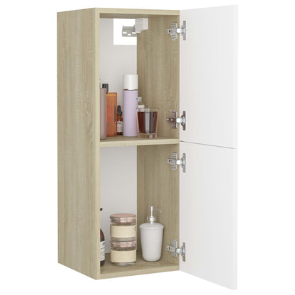 Berkfield Bathroom Cabinet White and Sonoma Oak 30x30x80 cm Engineered Wood
