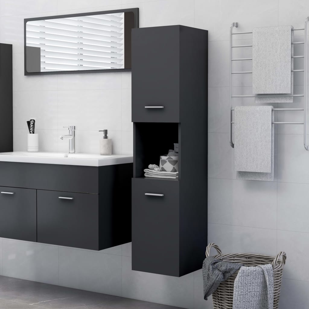 Berkfield Bathroom Cabinet Grey 30x30x130 cm Engineered Wood