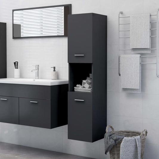 Berkfield Bathroom Cabinet Grey 30x30x130 cm Engineered Wood