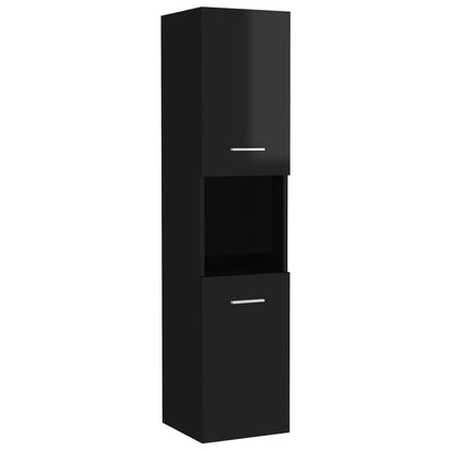 Berkfield Bathroom Cabinet High Gloss Black 30x30x130 cm Engineered Wood