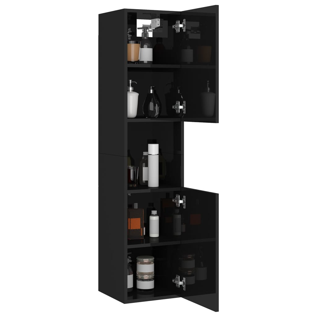 Berkfield Bathroom Cabinet High Gloss Black 30x30x130 cm Engineered Wood