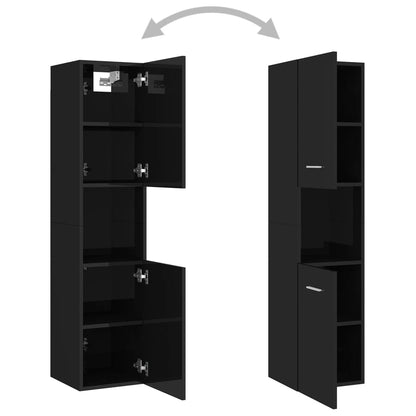 Berkfield Bathroom Cabinet High Gloss Black 30x30x130 cm Engineered Wood
