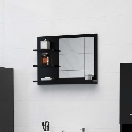 Berkfield Bathroom Mirror Black 60x10.5x45 cm Engineered Wood