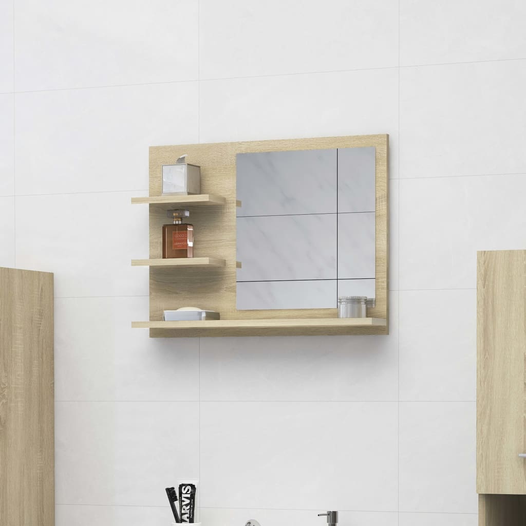 Berkfield Bathroom Mirror Sonoma Oak 60x10.5x45 cm Engineered Wood