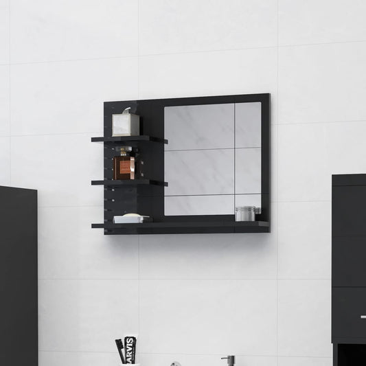 Berkfield Bathroom Mirror High Gloss Black 60x10.5x45 cm Engineered Wood