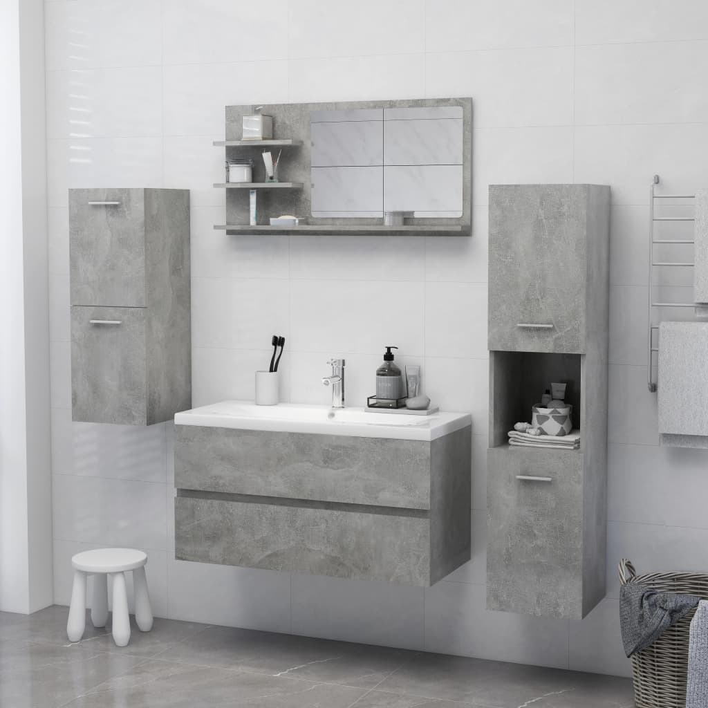 Berkfield Bathroom Mirror Concrete Grey 90x10.5x45 cm Engineered Wood