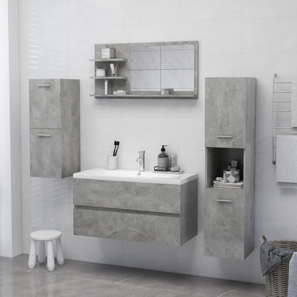 Berkfield Bathroom Mirror Concrete Grey 90x10.5x45 cm Engineered Wood
