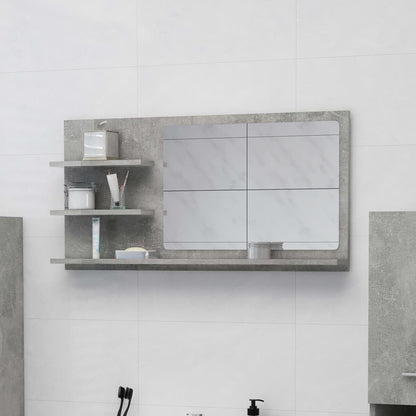 Berkfield Bathroom Mirror Concrete Grey 90x10.5x45 cm Engineered Wood