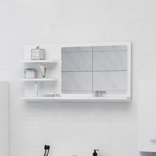 Berkfield Bathroom Mirror High Gloss White 90x10.5x45 cm Engineered Wood