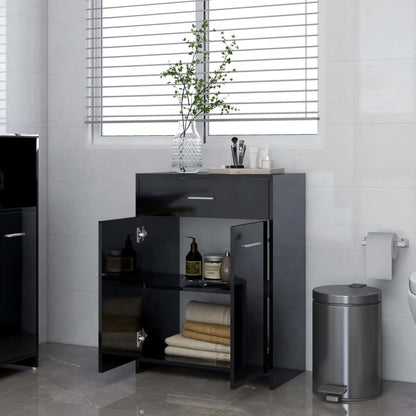 Berkfield Bathroom Cabinet High Gloss Black 60x33x80 cm Engineered Wood