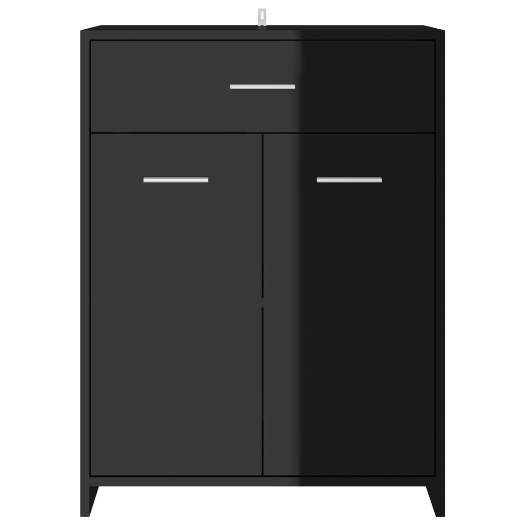 Berkfield Bathroom Cabinet High Gloss Black 60x33x80 cm Engineered Wood