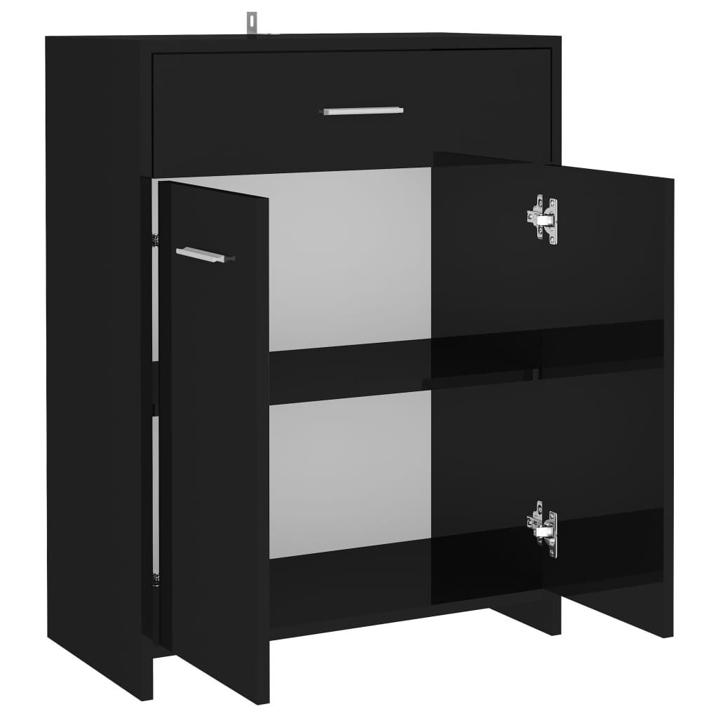 Berkfield Bathroom Cabinet High Gloss Black 60x33x80 cm Engineered Wood