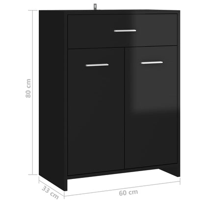 Berkfield Bathroom Cabinet High Gloss Black 60x33x80 cm Engineered Wood