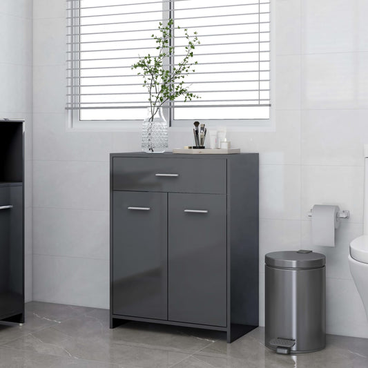 Berkfield Bathroom Cabinet High Gloss Grey 60x33x80 cm Engineered Wood