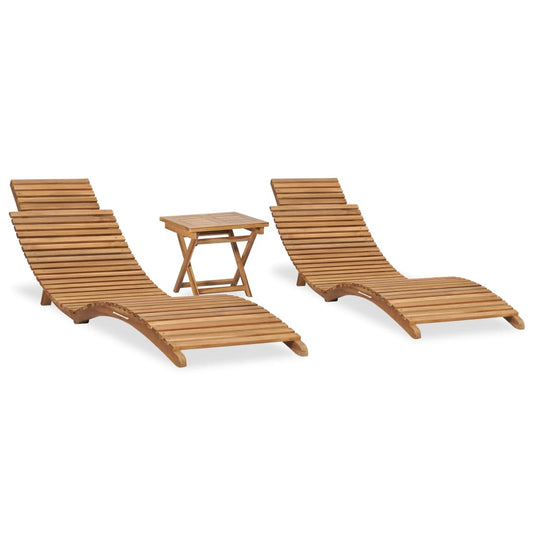 Berkfield 3 Piece Folding Garden Lounge Set Solid Teak Wood