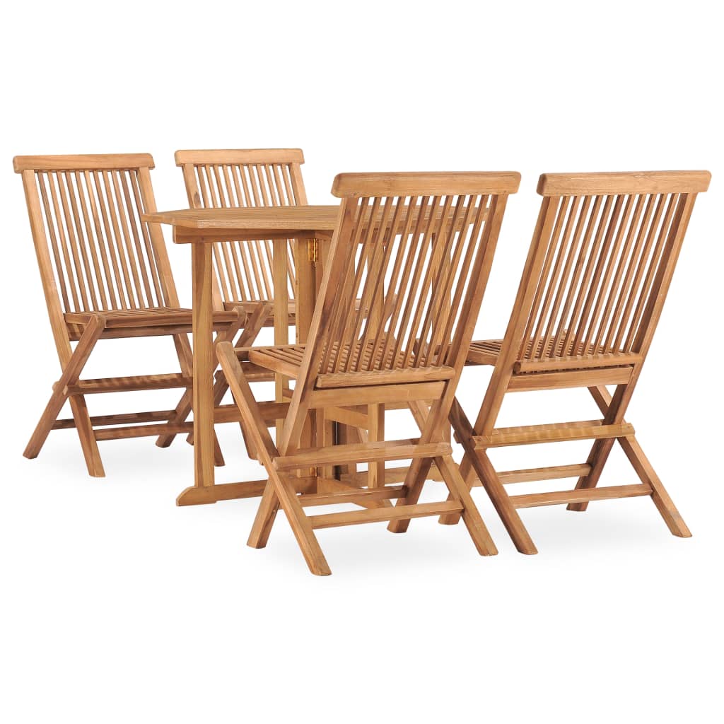 Berkfield 5 Piece Folding Outdoor Dining Set Solid Teak Wood