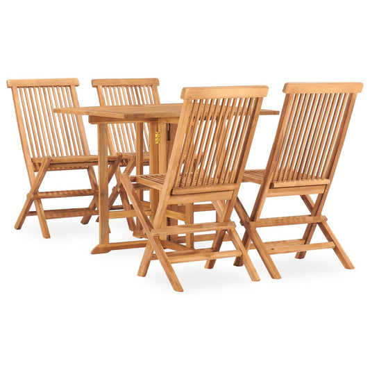 Berkfield 5 Piece Folding Outdoor Dining Set Solid Teak Wood