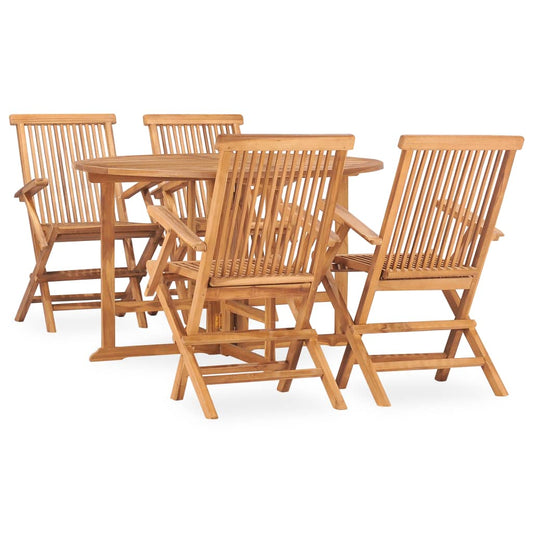 Berkfield 5 Piece Folding Outdoor Dining Set Solid Teak Wood