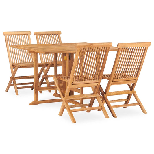 Berkfield 5 Piece Folding Outdoor Dining Set Solid Teak Wood