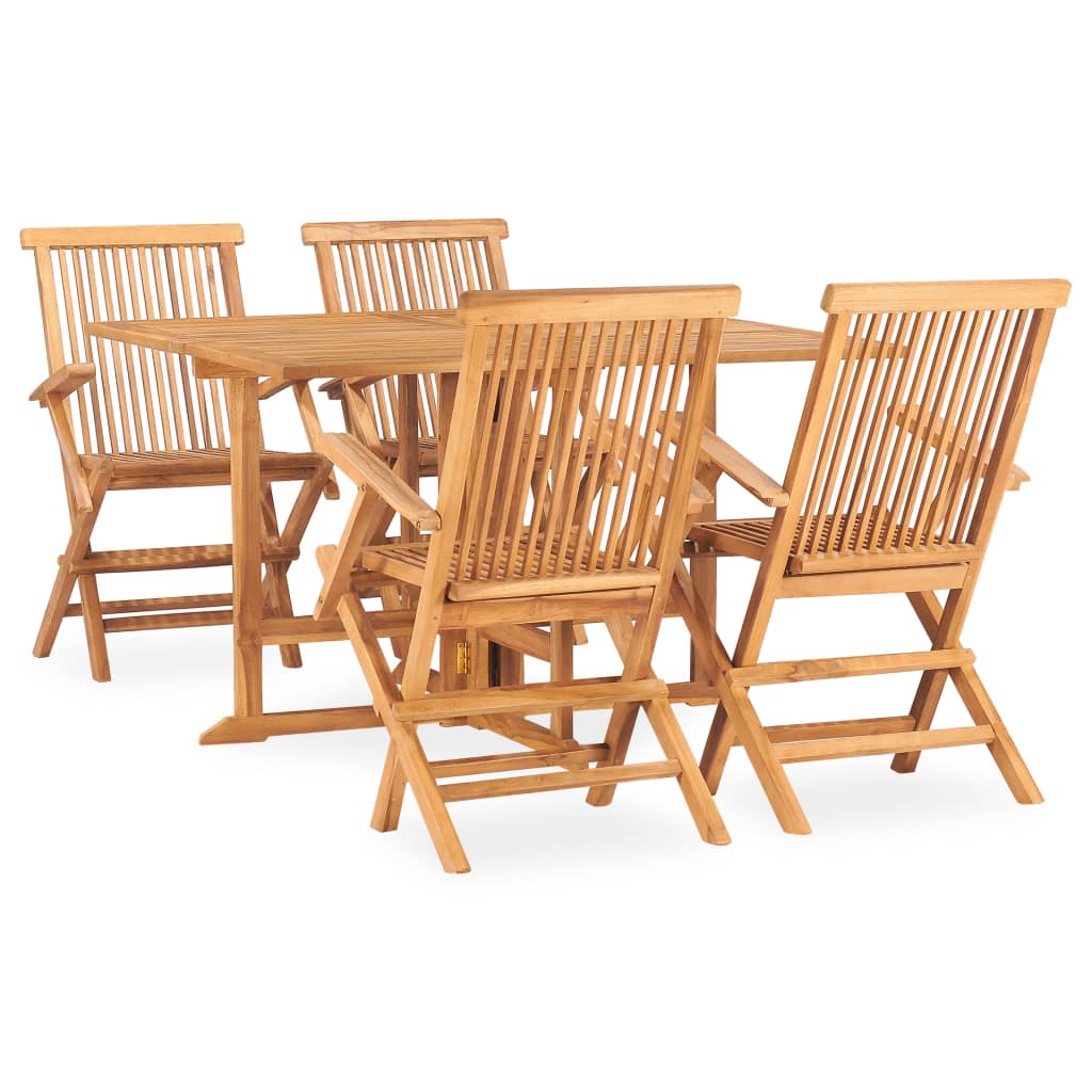 Berkfield 5 Piece Folding Outdoor Dining Set Solid Teak Wood